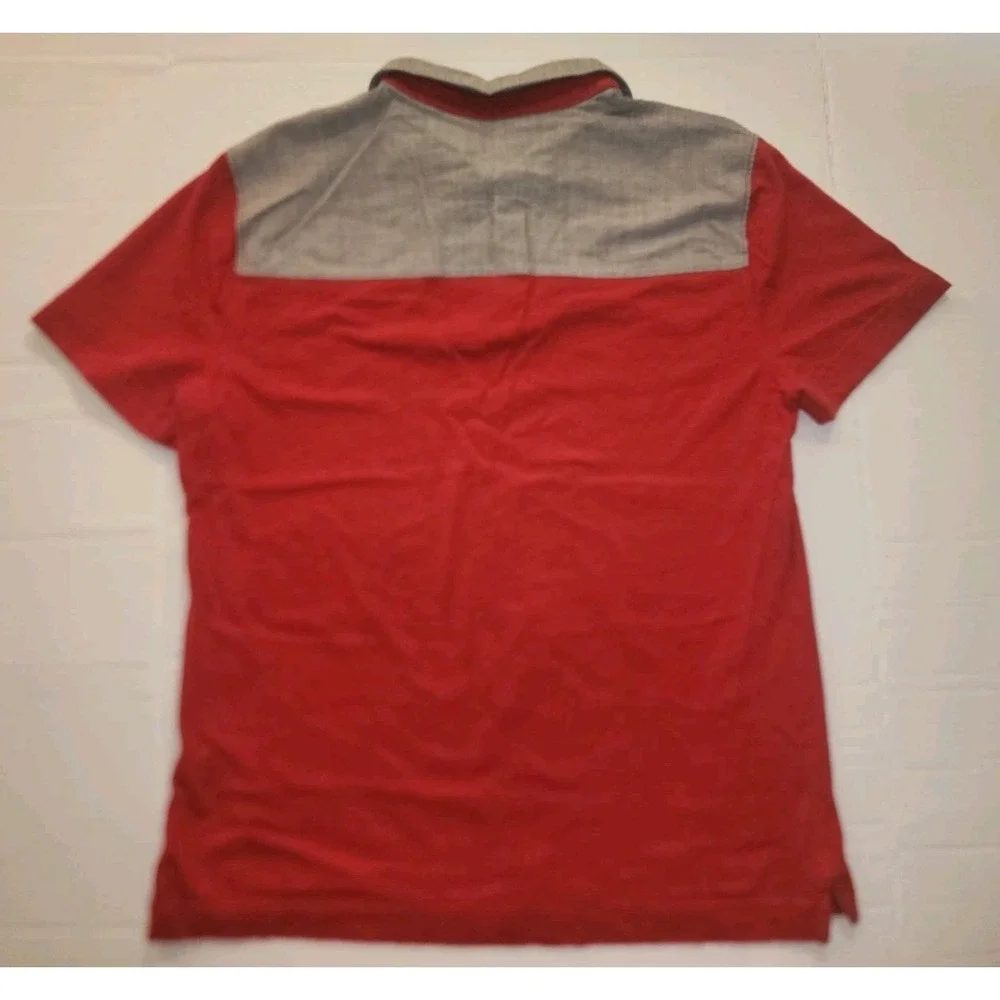 Banana Republic Gray Red Polo Short Sleeve Men's L Slim Fit
